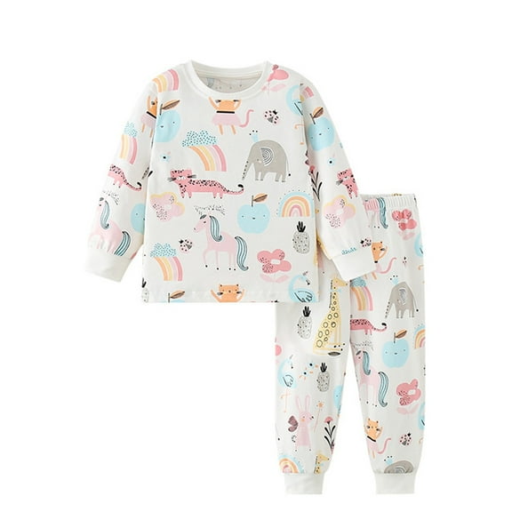 RTKFRFLM Girls 2 Piece Set Outfits Fall Printed Crew Neck Elasticated Waist Trousers Pants Fall Clothes Clothes Sets,Size 6-7 Years