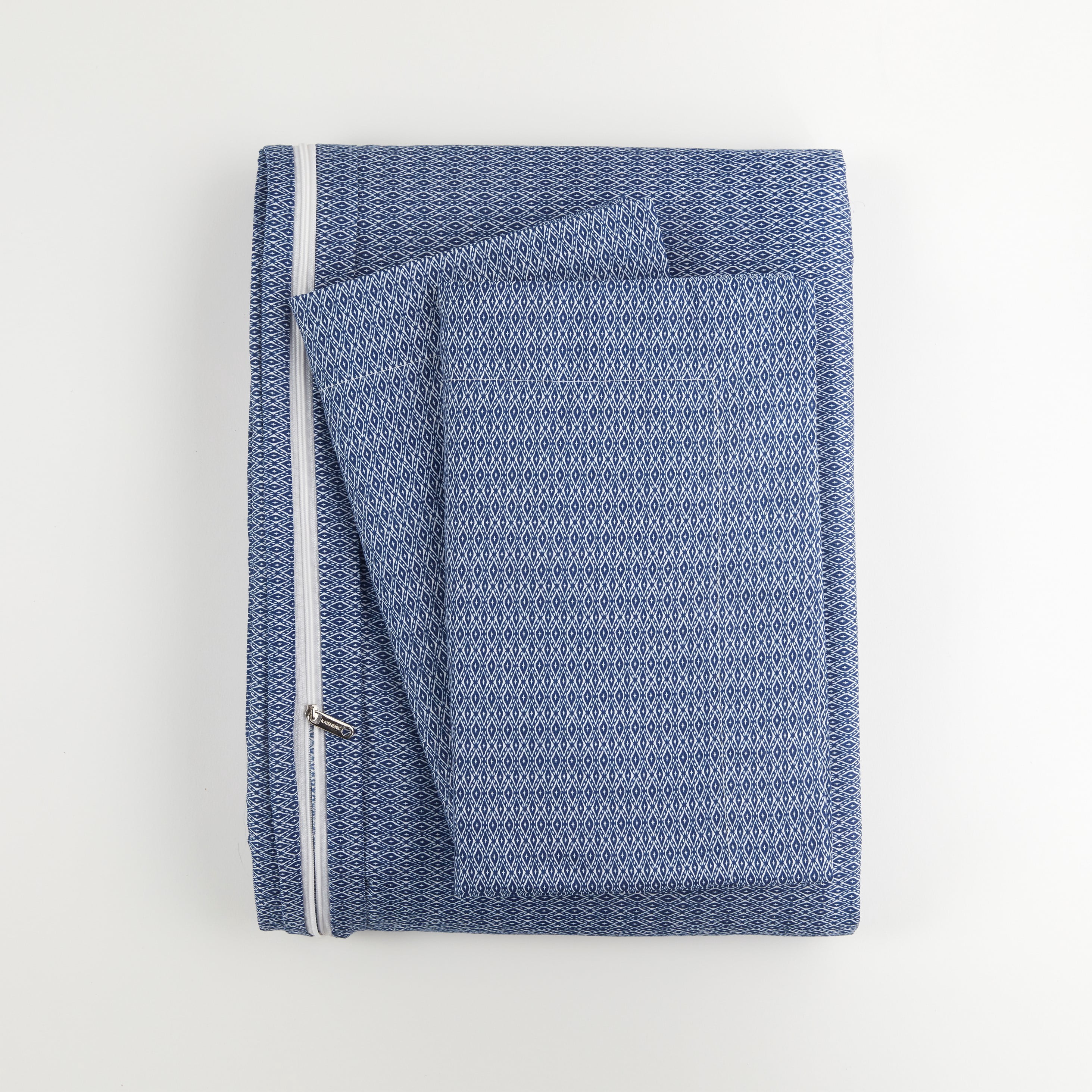 Noble Linens Navy Blue Diamond Pattern 3-Piece Duvet Cover Set, Full/Queen