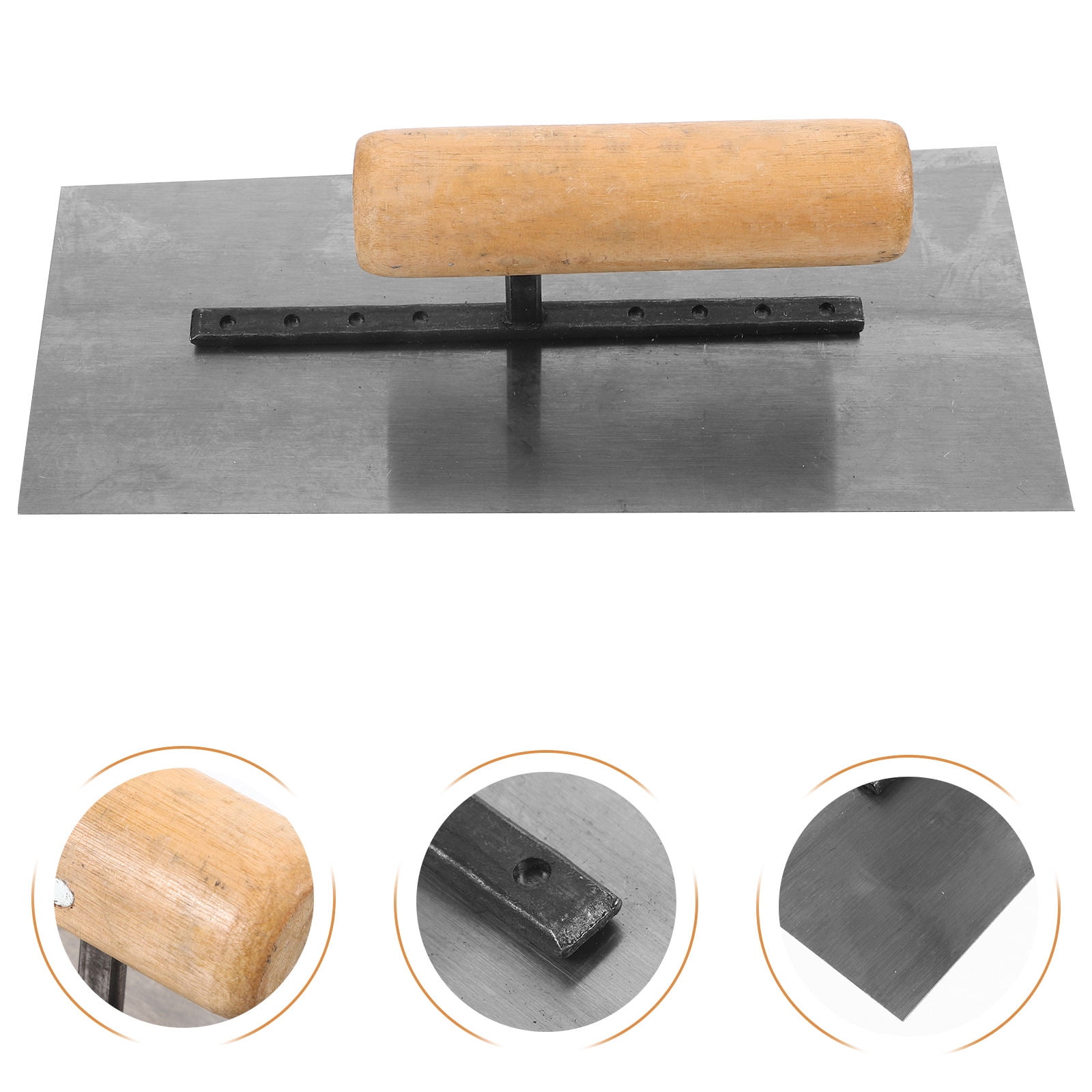 Beaupretty Steel Board Trowel with Wood Handle for Concrete Finishing and Wall Puttying