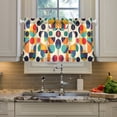 thumbnail image 2 of Yayeee Kitchen Curtains Tier Pair Light Filtering 27"x36" Rod Pocket Short Cafe Window Panel, Green Geometric, 2 of 7