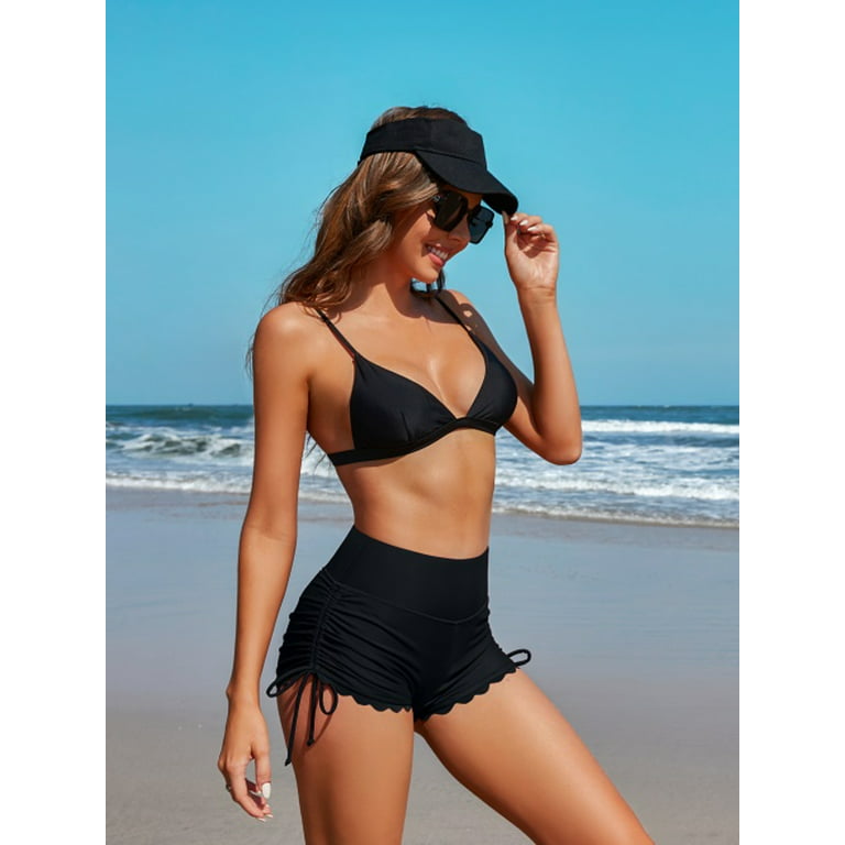 Beautyin Women Swim Shorts with Pockets High Waisted Bathing Suit Bottoms  Tummy Control Swimsuit 