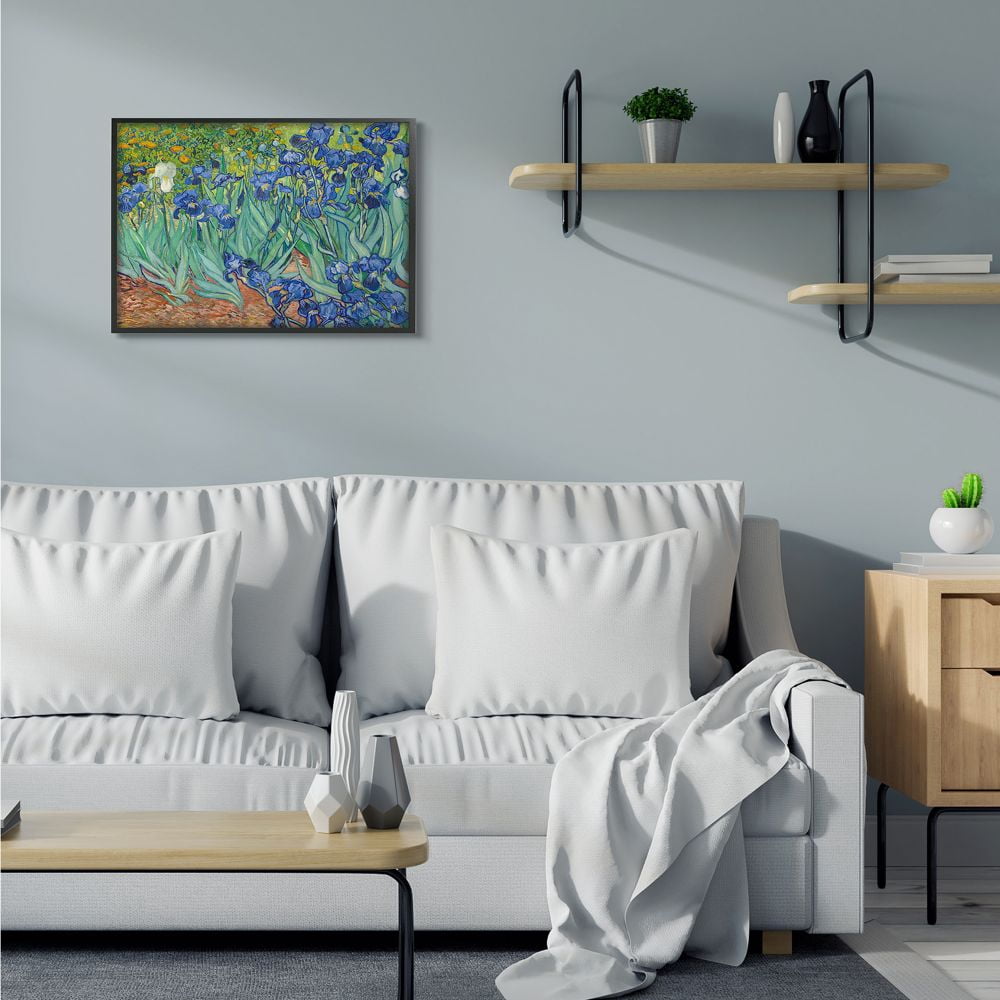 Stupell Industries Flower Field Blue Green Van Gogh Classical Painting Framed Wall Art by Vincent Van Gogh