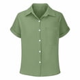 thumbnail image 2 of EnJoCho Toddler Girl Short Sleeve Shirt Girls Linen Shirt Button Down Short Sleeve Cotton Shirts Teen Girl Summer Hawaiian Top Fashion, 2 of 4