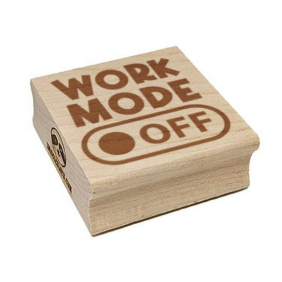 Work Mode Off Switch Square Rubber Stamp Stamping Scrapbooking Crafting - Small 1.25in