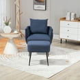 thumbnail image 3 of Velvet Accent Chair with Ottoman, Modern Upholstered Armchair, Tufted Single Chair with Metal Frame and Soft Paded, Leisure Sofa Chair Reading Chair for Living Room Bedroom Apartment, 3 of 7