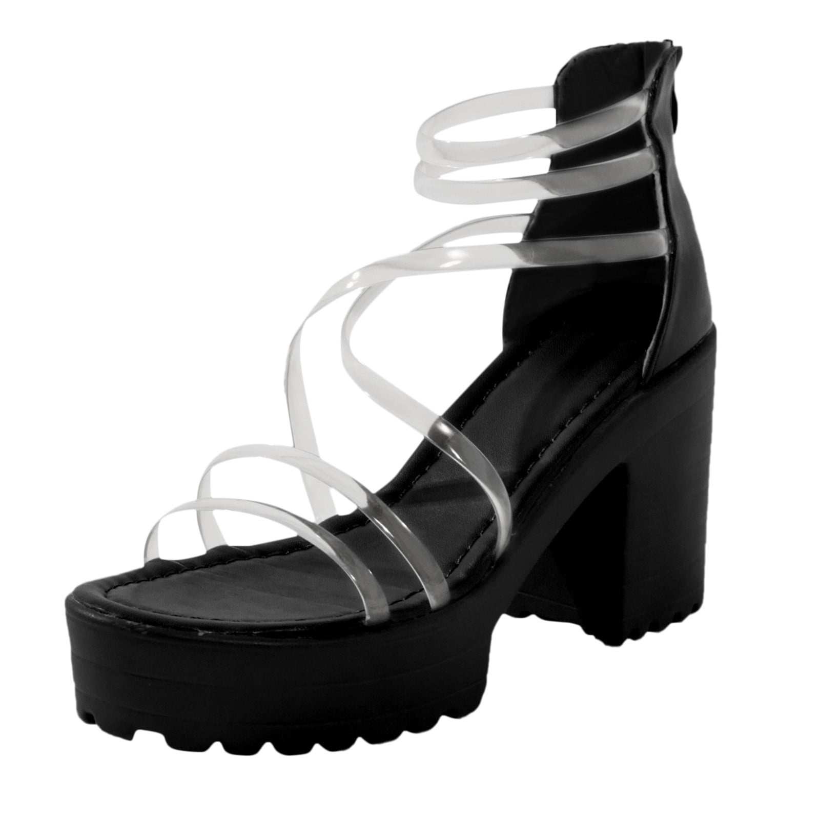 Sandals Omen Women's Chunky Heels Zippered Waterproof Platform High ...