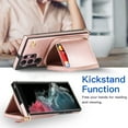 thumbnail image 5 of Dteck Crossbody Zipper Wallet Case for Samsung Galaxy S23 Ultra,Shockproof PU Leather Credit Card Slot Holder Strap Shoulder Chain Flip PU Purse Kickstand Phone Cover for Women Girls,Rosegold, 5 of 10