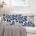 thumbnail image 6 of Navy Grey White Pillow Covers 12x20 Inch Set of 2 Dahlia Floral Decor Throw Pillows Spring Summer Modern Geometry Flower Outdoor Decorative Cushion Cases for Sofa Couch Bed Decorations, 6 of 6