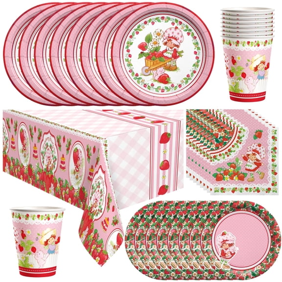 Strawberry Shortcake Birthday Supplies Tableware Deluxe Set for 16 Guests