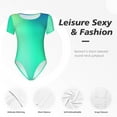 thumbnail image 4 of Gukieu blue green colors Print Women's Short Sleeve Bodysuit, Round Neck Snap-on Bodysuit, Suitable for Adult Women-X-Large, 4 of 7