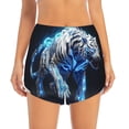 thumbnail image 2 of Salouo Futuristic Blue Light White Tiger Print Women's 2 in 1 Running Shorts Double-Layer Shorts Athletic Workout Gym Yoga Shorts Running Shorts for Women-Small, 2 of 7
