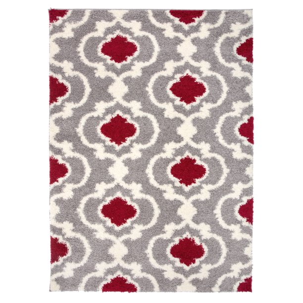 World Rug Gallery Cozy Moroccan Trellis 2525 Red 40 X 60 Indoor Shag Area Rug Walmart Com Walmart Com