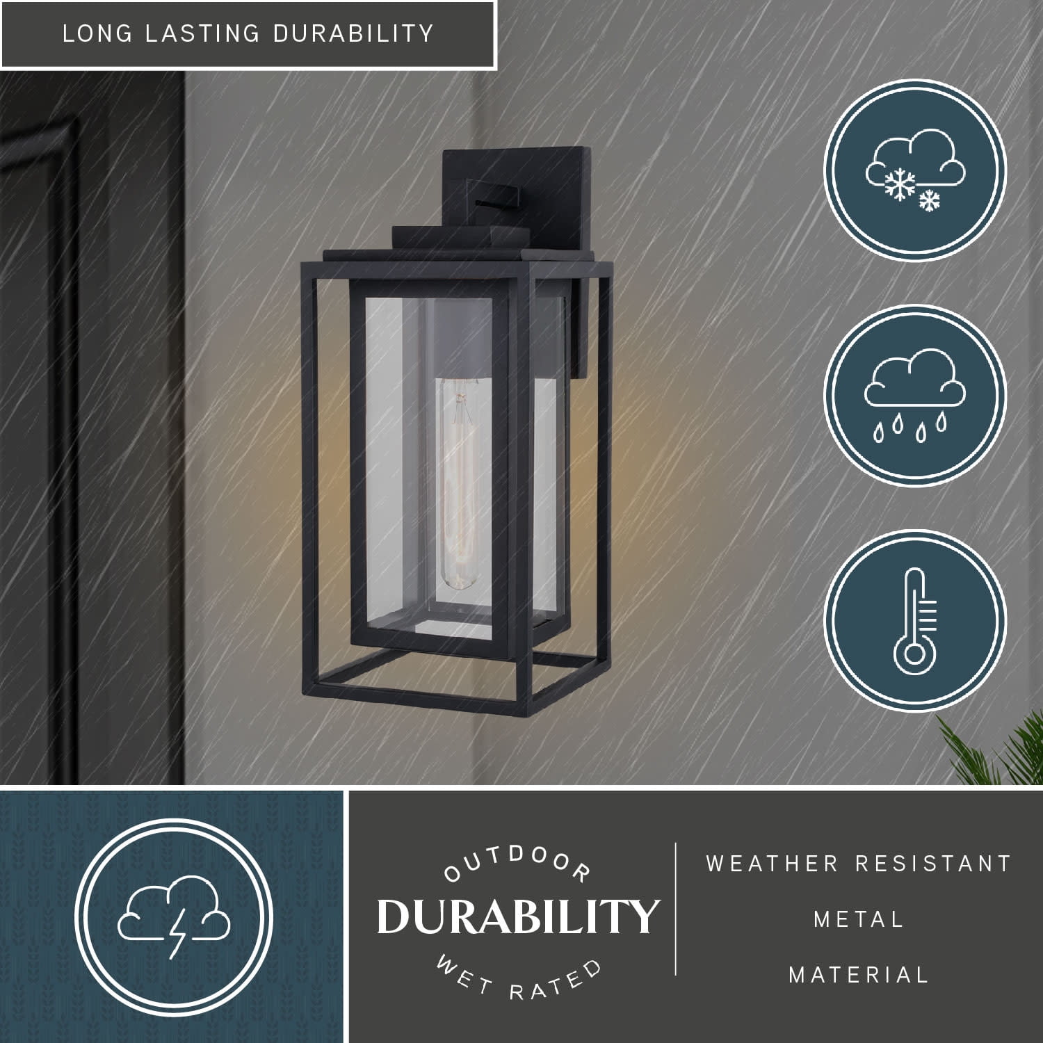 Filmore 1 Light Textured Black Transitional Outdoor Wall Lantern Clear Glass