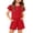 #A02-Red, variant on Abcomgle Girls 2 Piece Outfits Size 10-12 Ruffle Sleeve Button Down T-Shirts and Elastic Waist Shorts Cute Trendy Girls Short Sets,Hot Pink,11-12Years