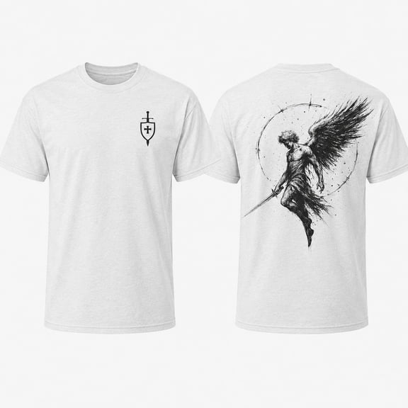 Archangel Michael Graphic T-Shirt, Unisex Classic Fit Religious Sword Angel Tee