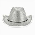 thumbnail image 5 of NOLDARES Halloween Sparkly Kids Cowboy Hat Boys Girls Western Glitter Cowgirl Party Hats(Silver,9-15 Y), 5 of 5