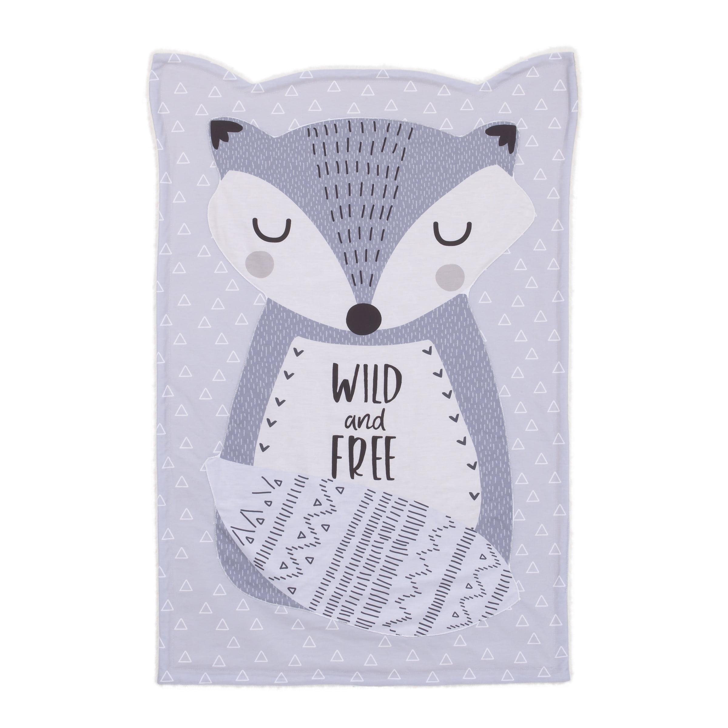 Little Love by NoJo Fritz the Fox - Grey and White Knit Shaped Baby Blanket  - Wild and Free 