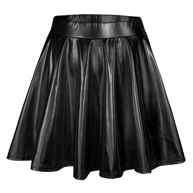 B91xZ Jupe Droite Femme Décontractée Longueur Genou Jupe Midi Évasée Extensible, Noir X-S