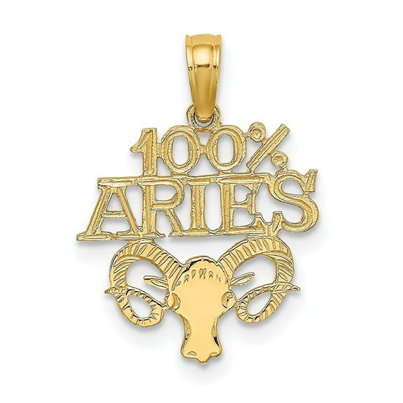 Diamond2Deal 10K Yellow Gold 100% ARIES Zodiac Charm Pendant for Women (L- 0.75 inch, W-0.58 inch)