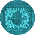 thumbnail image 1 of Ahgly Company Indoor Round Oriental Light Blue Industrial Area Rugs, 3' Round, 1 of 4
