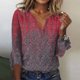 thumbnail image 1 of Ichuanyi liquidación de moda femenina de verano en v-neck 3/4 manga estampada de camiseta casual de camiseta ICHUANYI WER2023081603354, 1 of 5