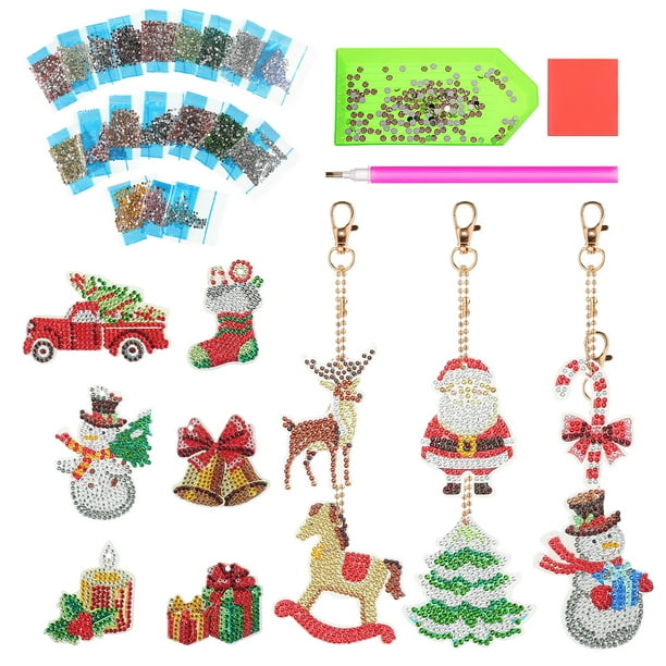 1 juego de adornos navideños con diamantes, kit de pintura con colgante de diamantes para manualidades navideñas