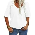 thumbnail image 4 of Womens T Shirts Summer Tops 2025 Solid Color Short Sleeve Scoop Neck Casual Soft Basic Tees Tshirts Shirts for Women, 4 of 6