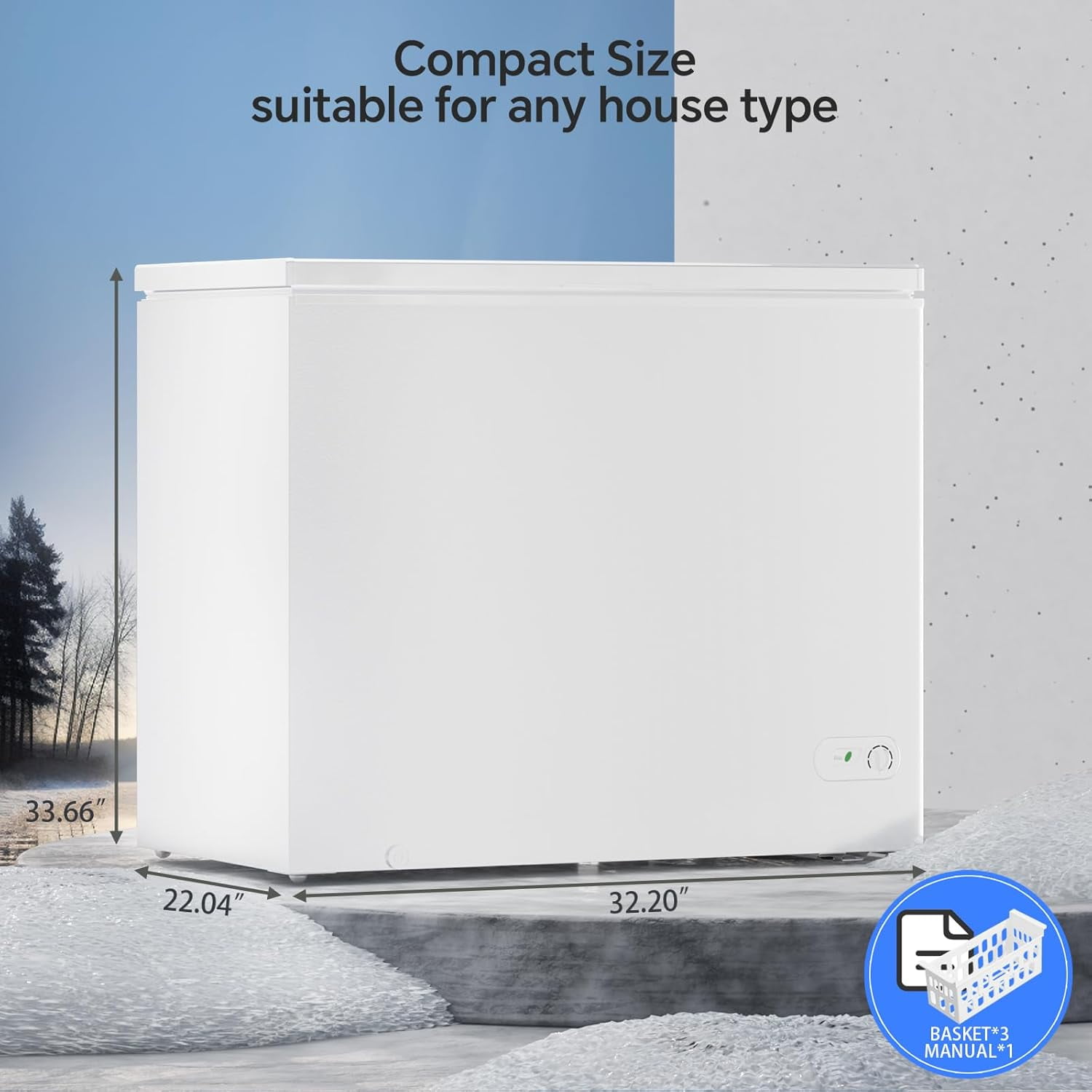 7.0 Cu Ft Chest Freezer with 3 Removable Basket & Defrost Drain,Energy Efficient & Quiet Mini Freezer with 7 Adjustable Thermostat,Compact Deep Freezer for Home,Apartment and Garage - White