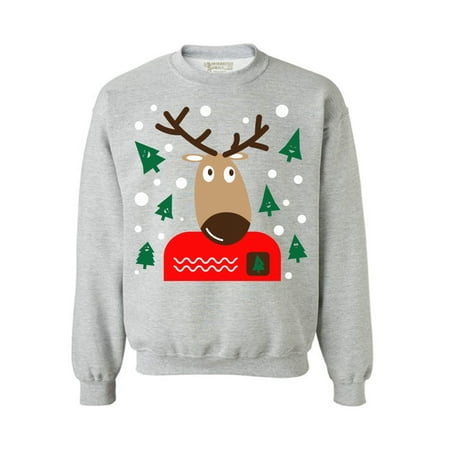 Awkward Styles Christmas Reindeer Sweatshirt Reindeer Ugly Christmas Sweater Funny Xmas Outfit Christmas Party Gifts Christmas Reindeer Ugly Sweatshirt Holiday Sweater for Women and Men Xmas Gifts