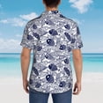 thumbnail image 4 of Gaeub Blue Fish1 Print Men's Hawaiian Shirt,Button Down Short Sleeves Shirts,Tropical Beach Casual Button Down Shirts,Large, 4 of 7