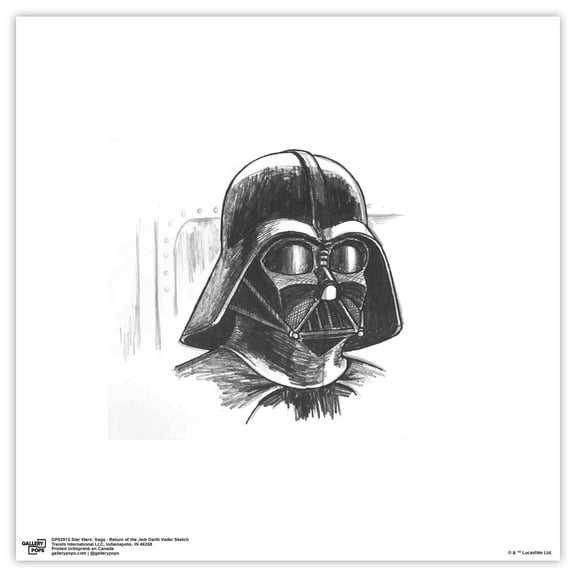 Gallery Pops Star Wars: Saga - Return of the Jedi Darth Vader Sketch Wall Art, Unframed Version, 12" x 12"