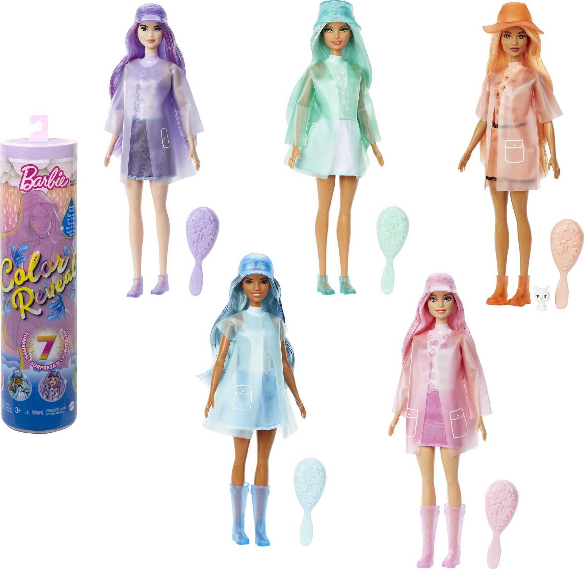 Barbie Color Reveal Doll, Sunshine and Sprinkles Series with 7 Surpises, Color-Change Transformation
