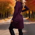 thumbnail image 4 of GUACER Fall Dresses for Women Long Sleeve Round Neck Casual Swing Dress Soft Winter Dress for Work & Weekend, 4 of 8