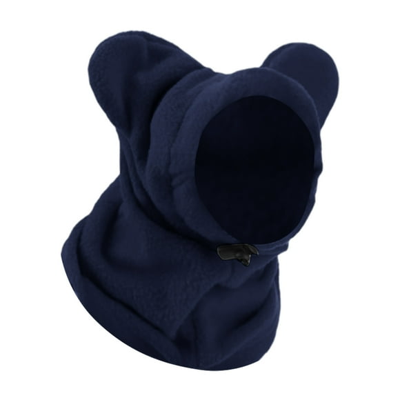 ERK 1Pcs Winter Hat With Ears Cold Weather Warm Hat Soft Ears Hoodie Headwear Adjustable Windproof Fleece Cap Quiet Ear Wrap Cover Noise For Walking Hiking Travelling Camping