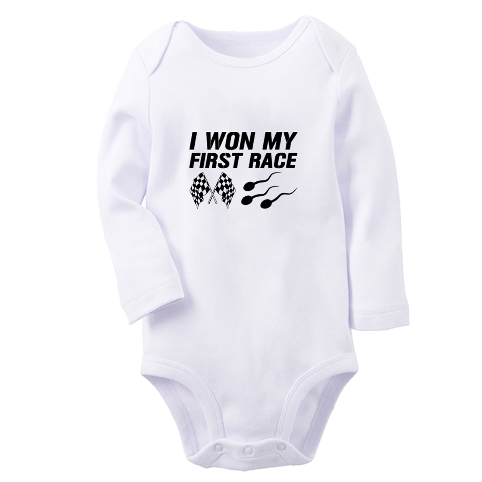 I Won My First Race Funny Rompers, Newborn Baby Unisex Bodysuits