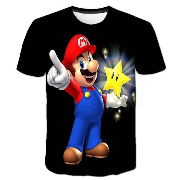 Camiseta con estampado de Super Mario Bros para niños y niñas, ropa de juego clásico, divertida, de manga corta qym unisex