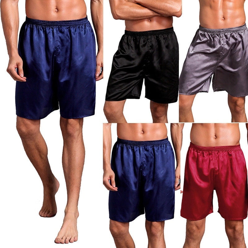 Men’s Sleepwear Underwear Silk Satin Boxers Shorts Nightwear Pyjamas L ...