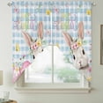 thumbnail image 2 of Blue Easter Swag Valances for Windows 2 Pack, Kitchen Window Curtains 36 Inch Length, Spring Easter Bunny Eggs Floral Buffalo Plaid Privacy Swag Curtains for Living Room/Bathroom 36"x36", 2 of 8