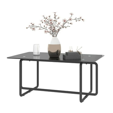 Modern Tempered Glass Tea Table Coffee Table, Table for Living Room,Black