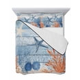 thumbnail image 7 of Quilts Twin Size Bedding Set, Navy Blue Coastal Lightweight Quilted Comforter, Starfish Coral Summer Nautical Wooden Soft Reversible Bedspread Coverlet with Pillow Covers for All Season, 68" x 86", 7 of 7