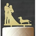 thumbnail image 3 of Personalized Wedding Cake Topper bride and groom With Dog silhouette Rustic Wooden Cake Topper Cake Decoration 6"-7" Inches Wide, 3 of 3