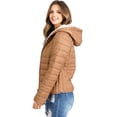 thumbnail image 2 of Love Tree Women's Juniors Reversible Sherpa Puffer Outerwear Jacket (Large, Camel), 2 of 5