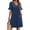 Navy Blue, variant on Summer Dresses for Women Ruffle Short Sleeve V Neck Casual Shift Dress with Pockets Black L