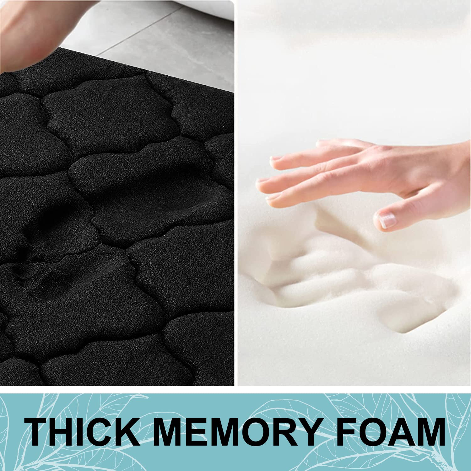 Buganda Memory Foam Bathroom Rug, Black, 24x16 Inches photo 3