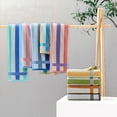 thumbnail image 3 of Unique Bargains Hand Towels Set of 4 Striped Cotton Blue Orange/Blue Yellow 13" x 29", 3 of 5