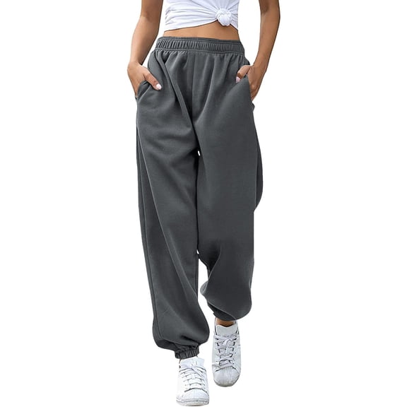 XUNKUSGA Sweatpants Women Baggy Drawstring High Waisted Workout Active Joggers Pants Comfy Elastic Waist Cinch Bottom Sweat Pants Workout Athletic Pull On Jogger Pants