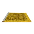 thumbnail image 2 of Ahgly Company Machine Washable Indoor Round Abstract Yellow Modern Area Rugs, 4' Round, 2 of 4