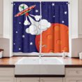 thumbnail image 2 of Ambesonne Alien Trip Kitchen Curtains, Creature Going to Planet, 55"x39", Indigo Burnt Orange White, 2 of 3