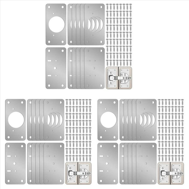 Kit de Reparación de Bisagras de Paquete de 36: Placa de Reparación de Bisagras de Puertas de Gabinetes, Placa de Fijación de Bisagras para Puertas de Armarios de Cocina, Armarios