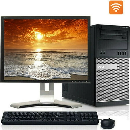Restored Dell Desktop PC Tower System Windows 10 Intel Core i3 Processor 4GB Ram 160GB Hard Drive DVD Wifi with a 17  LCD-Computer (Refurbished)